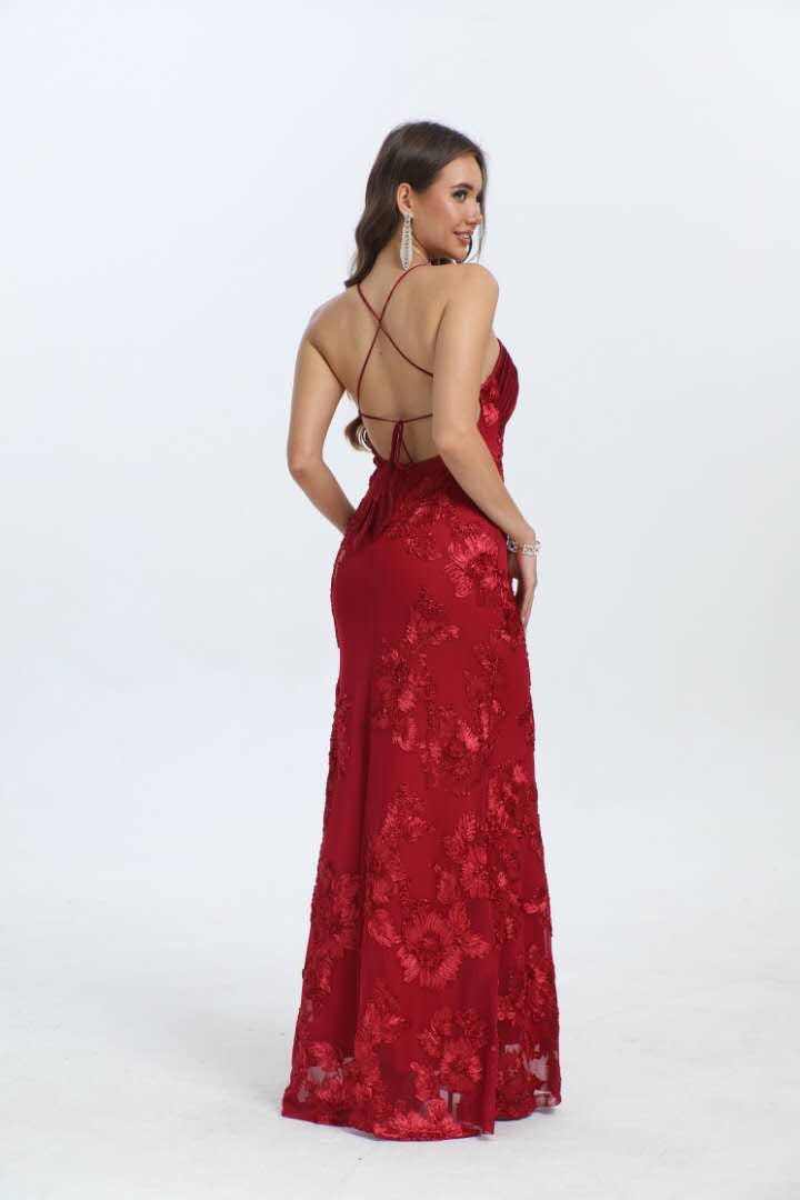 Robe longue de cérémonie élégante et tendance avec fleur brodée - LAS VEGAS