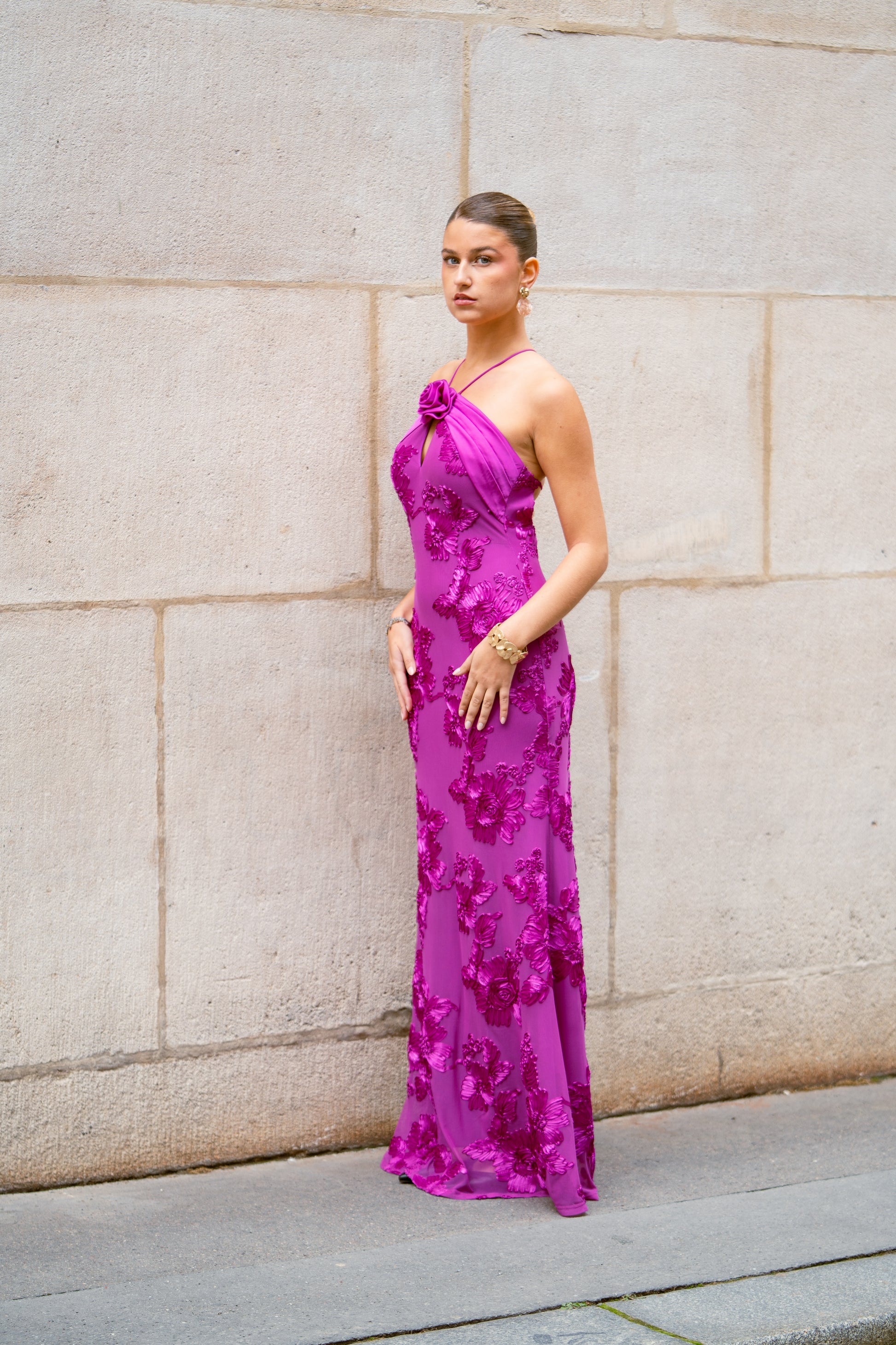 Robe longue de cérémonie élégante et tendance avec fleur brodée - LAS VEGAS