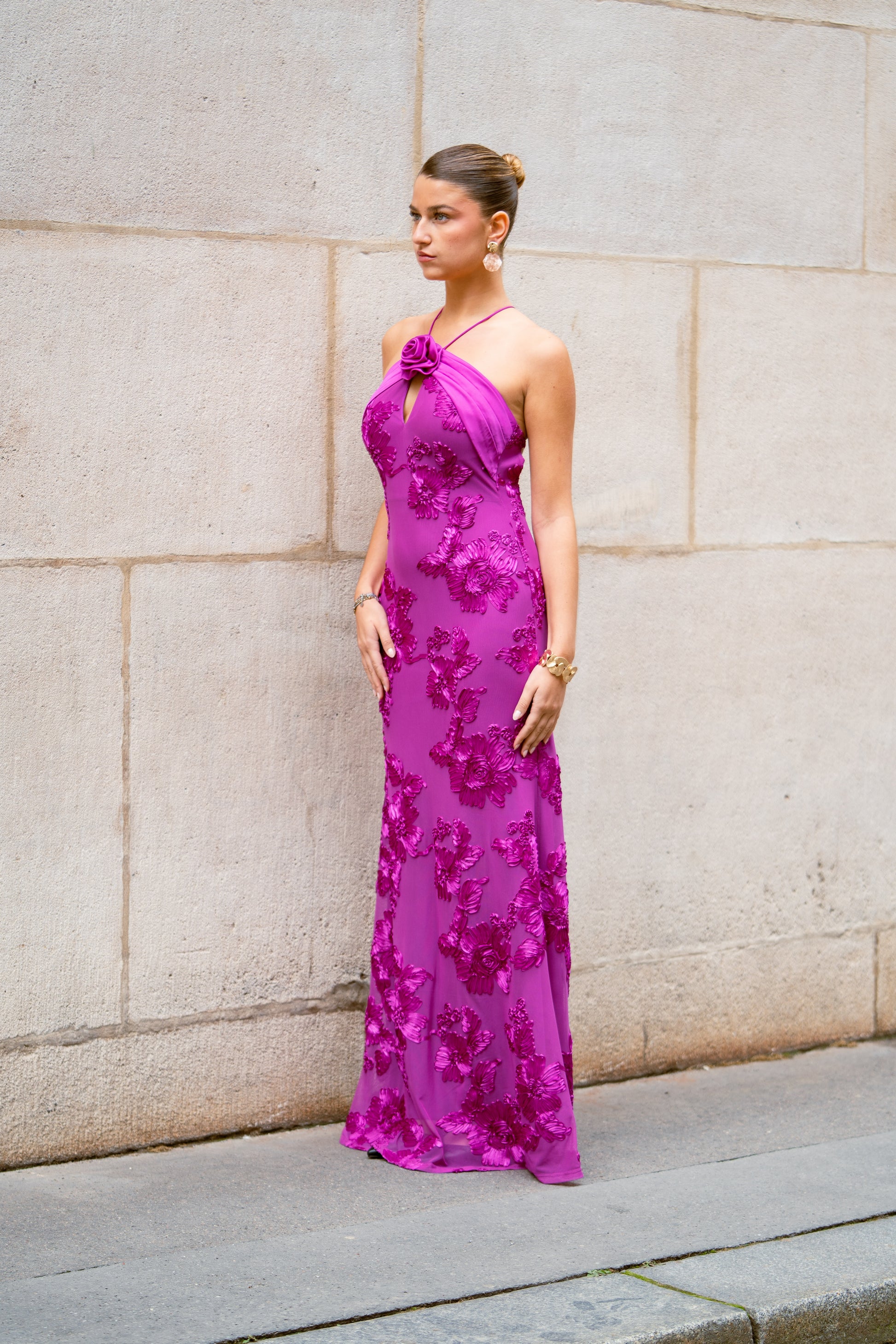 Robe longue de cérémonie élégante et tendance avec fleur brodée - LAS VEGAS