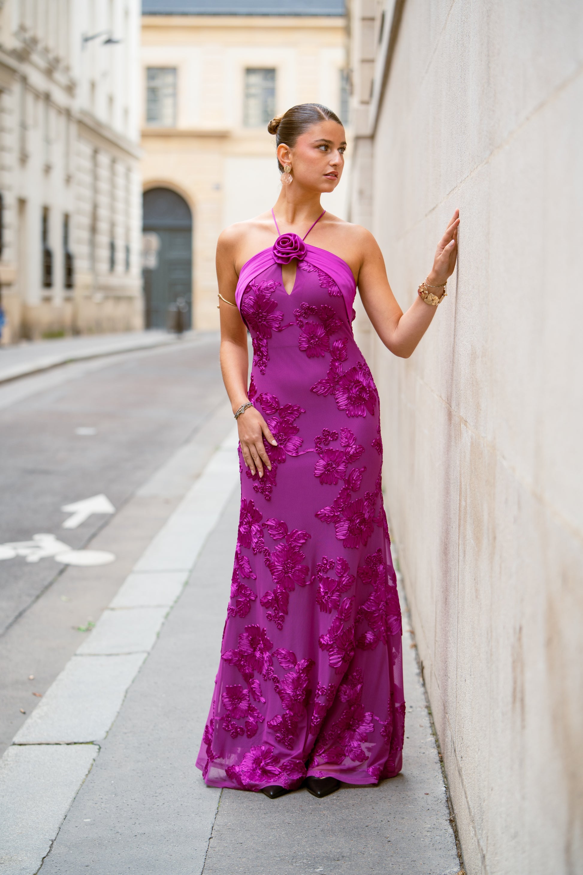Robe longue de cérémonie élégante et tendance avec fleur brodée - LAS VEGAS