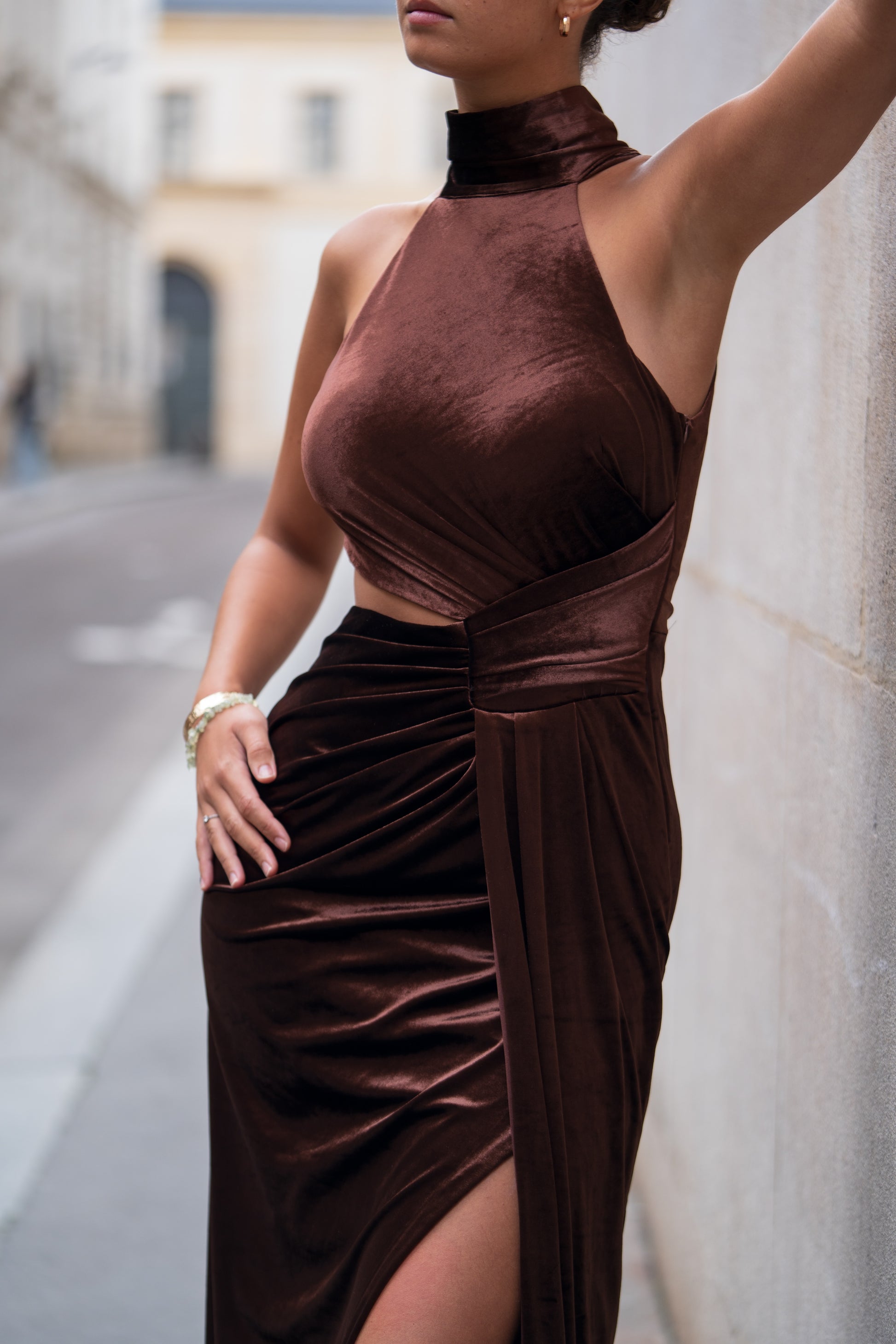 Robe de soirée/cocktail en velour glamour - CAMBERRA
