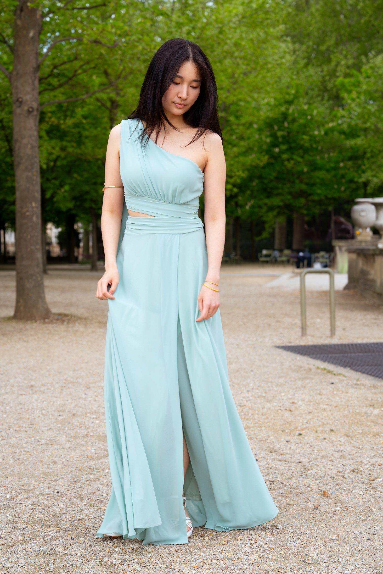 Robe asymétrique de cocktail, cérémonie Harbin