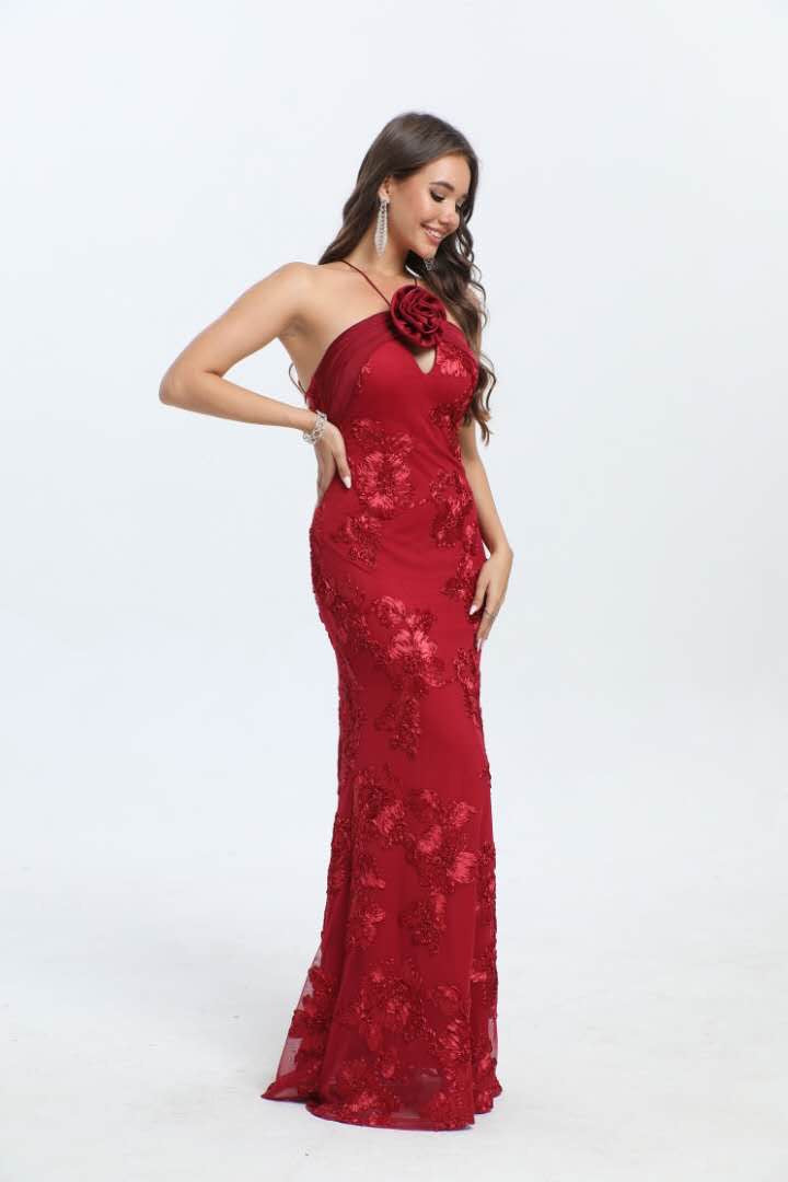 Robe longue de cérémonie élégante et tendance avec fleur brodée - LAS VEGAS