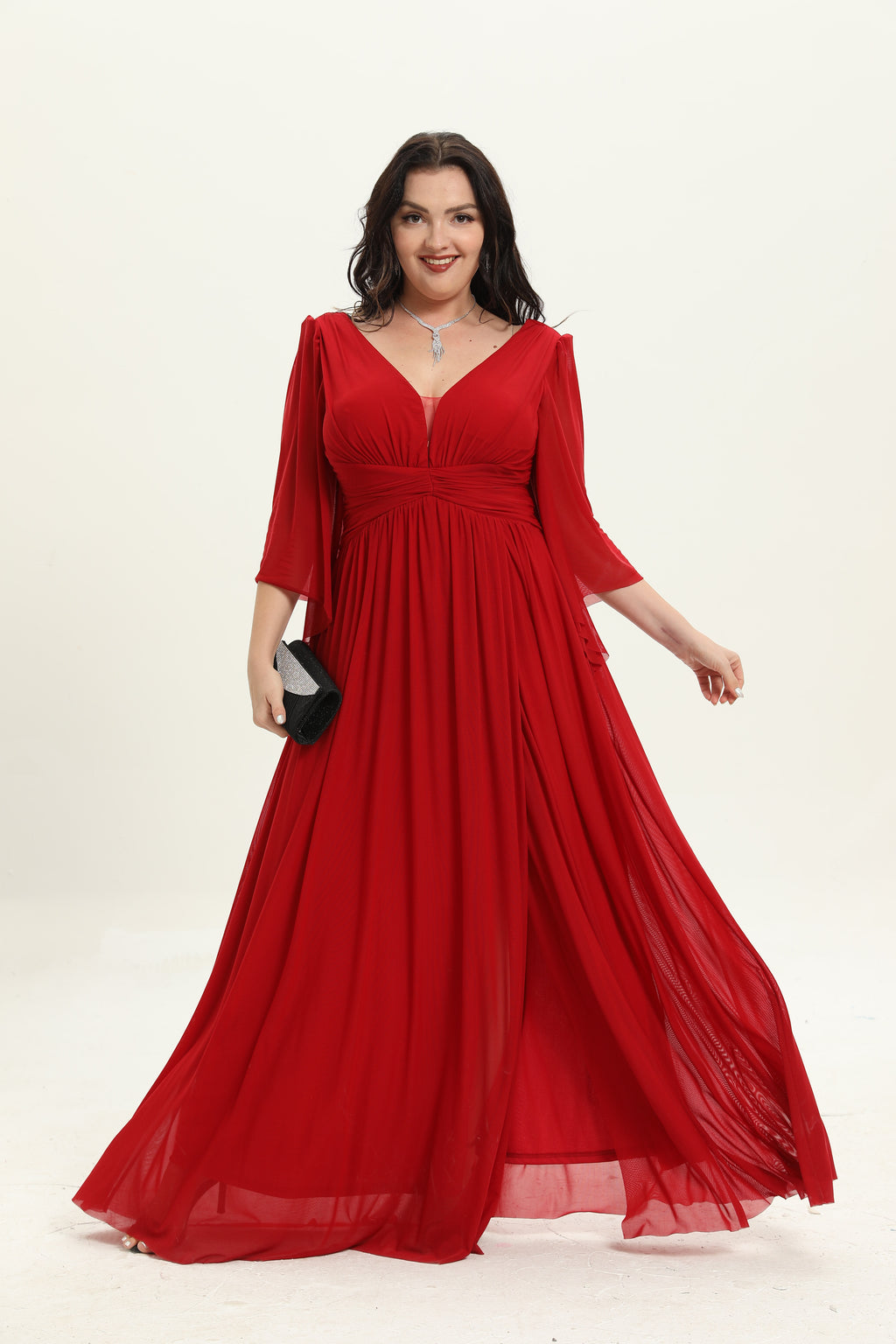 Robe longue grande taille drapée MEDAN