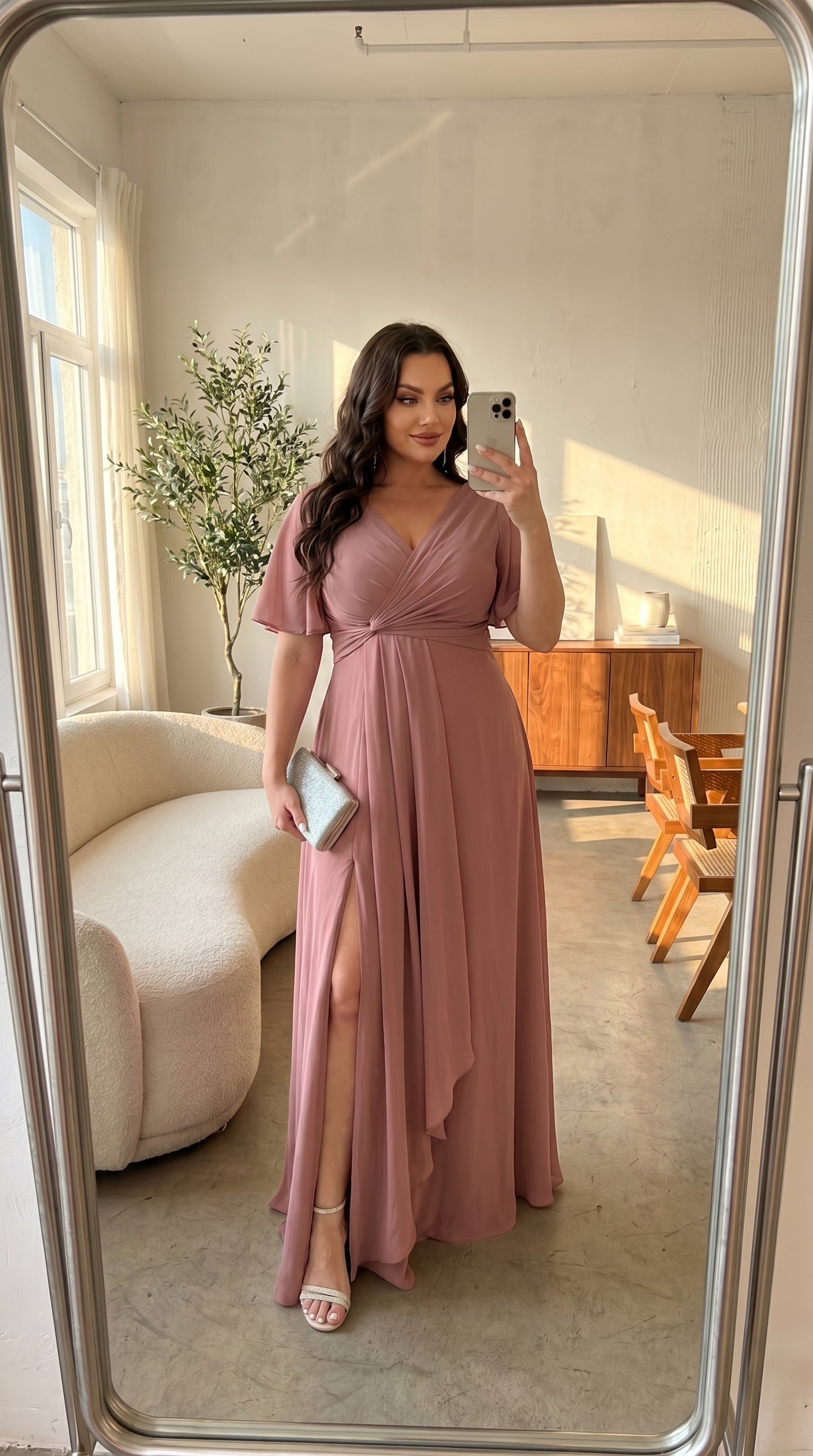 Robe longue grande taille drapée TALLINN