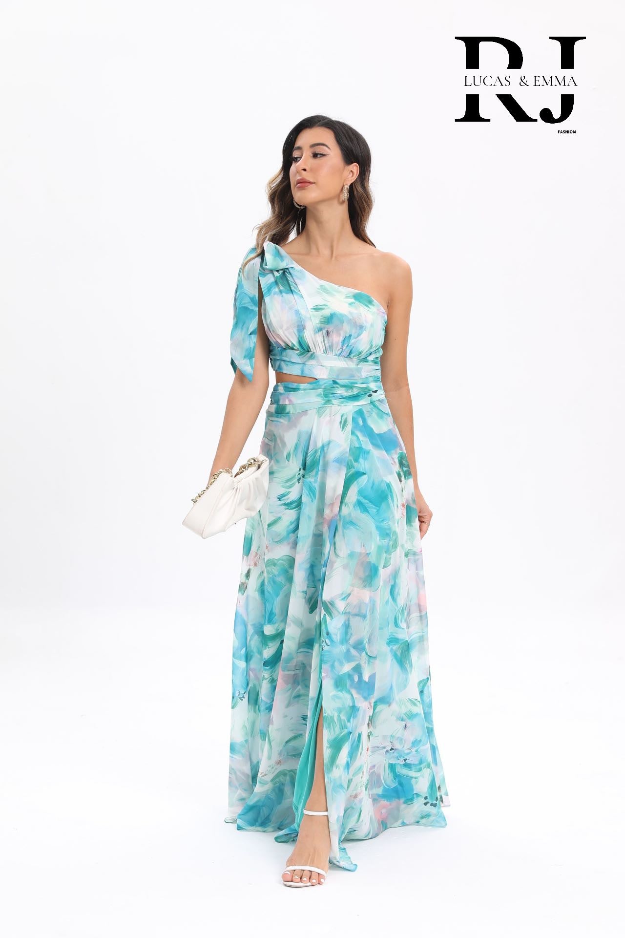 Robe fleurie et asymétrique Minorque