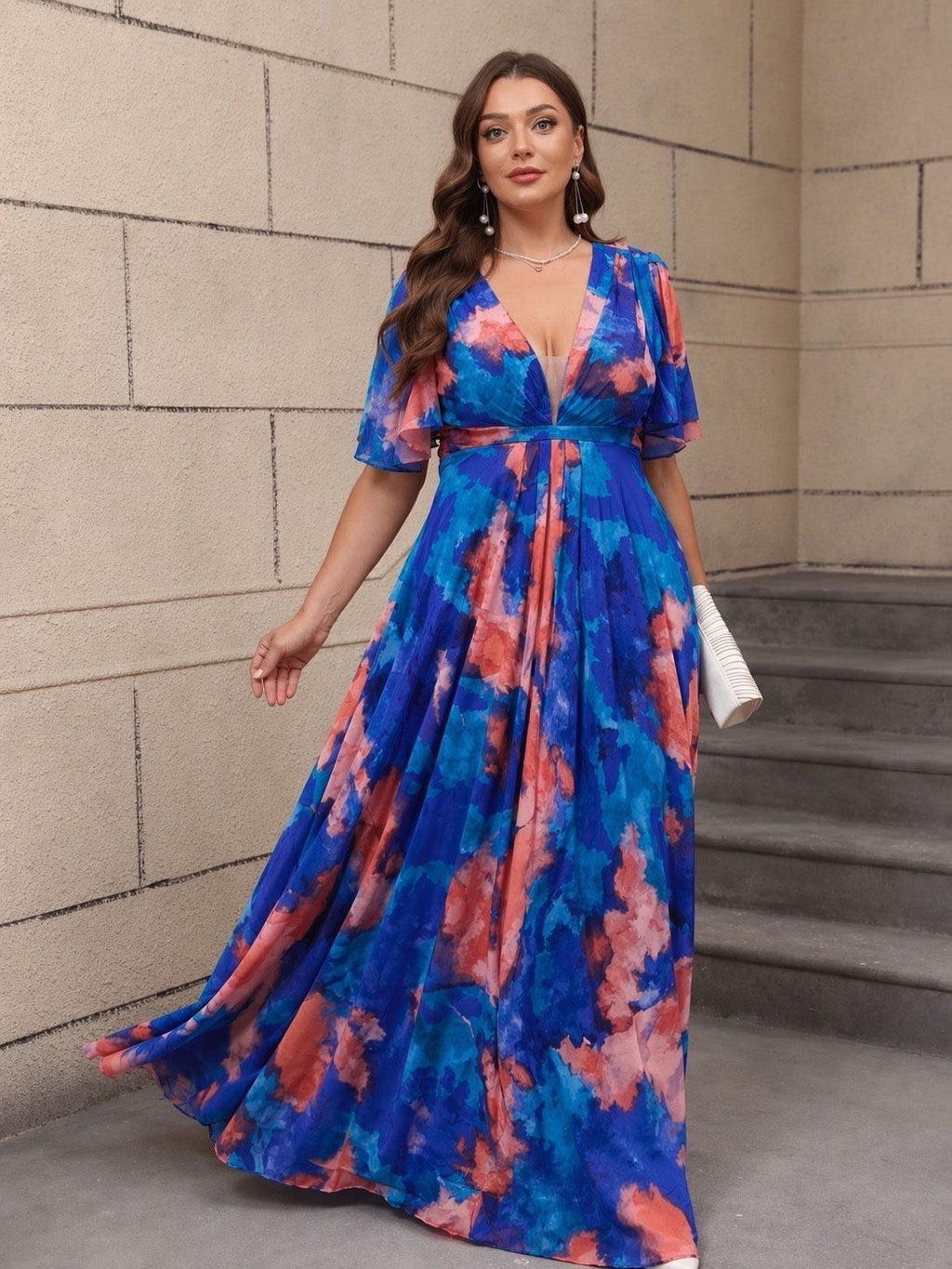 Robe longue imprimée grande taille ORADEO V2