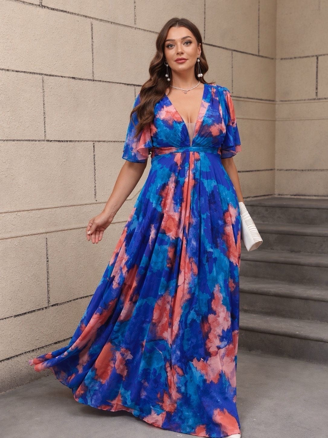 Robe longue imprimée grande taille ORADEO V2