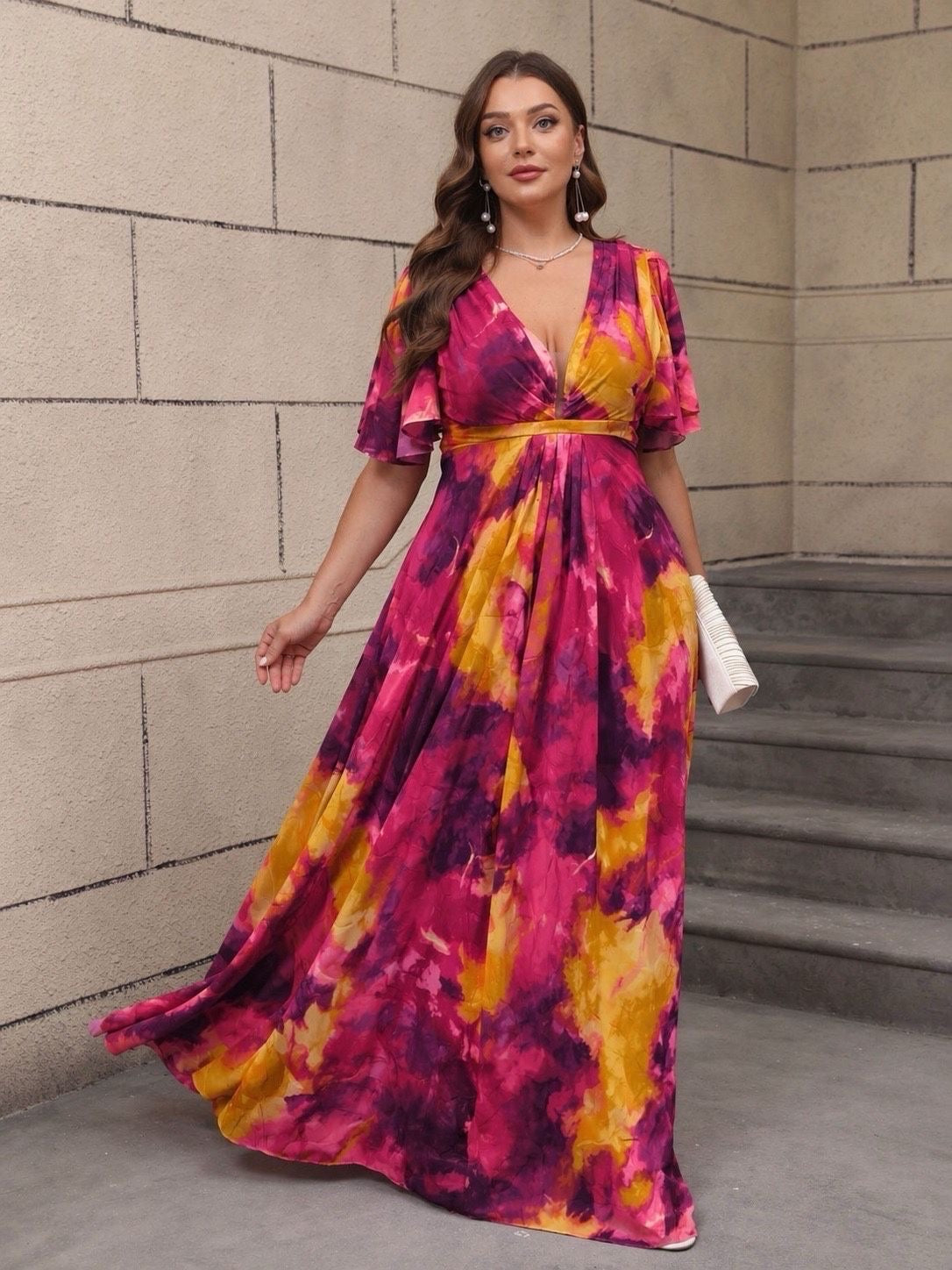 Robe longue imprimée grande taille ORADEO V2