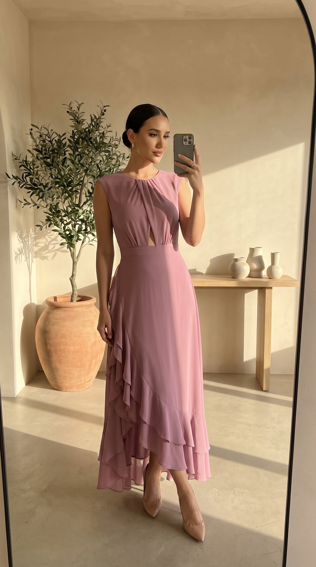 Robe asymétrique à volants DACCA