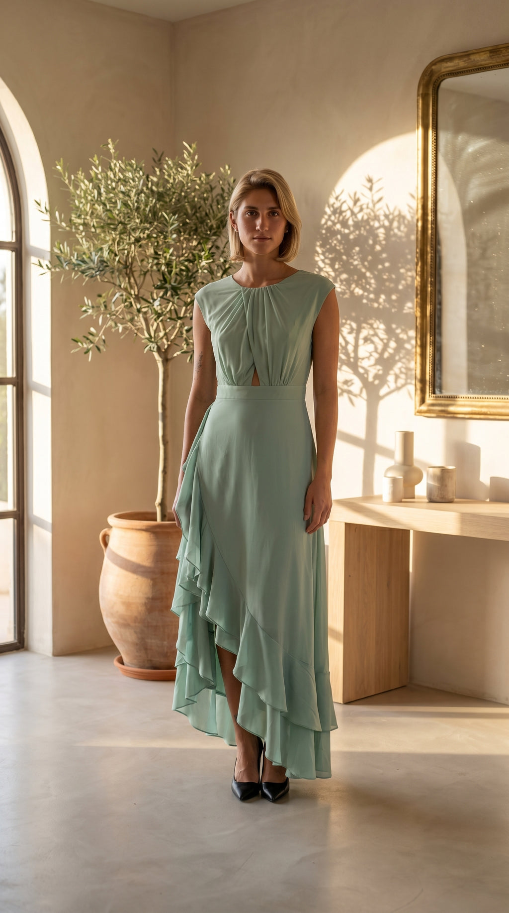 Robe asymétrique à volants DACCA