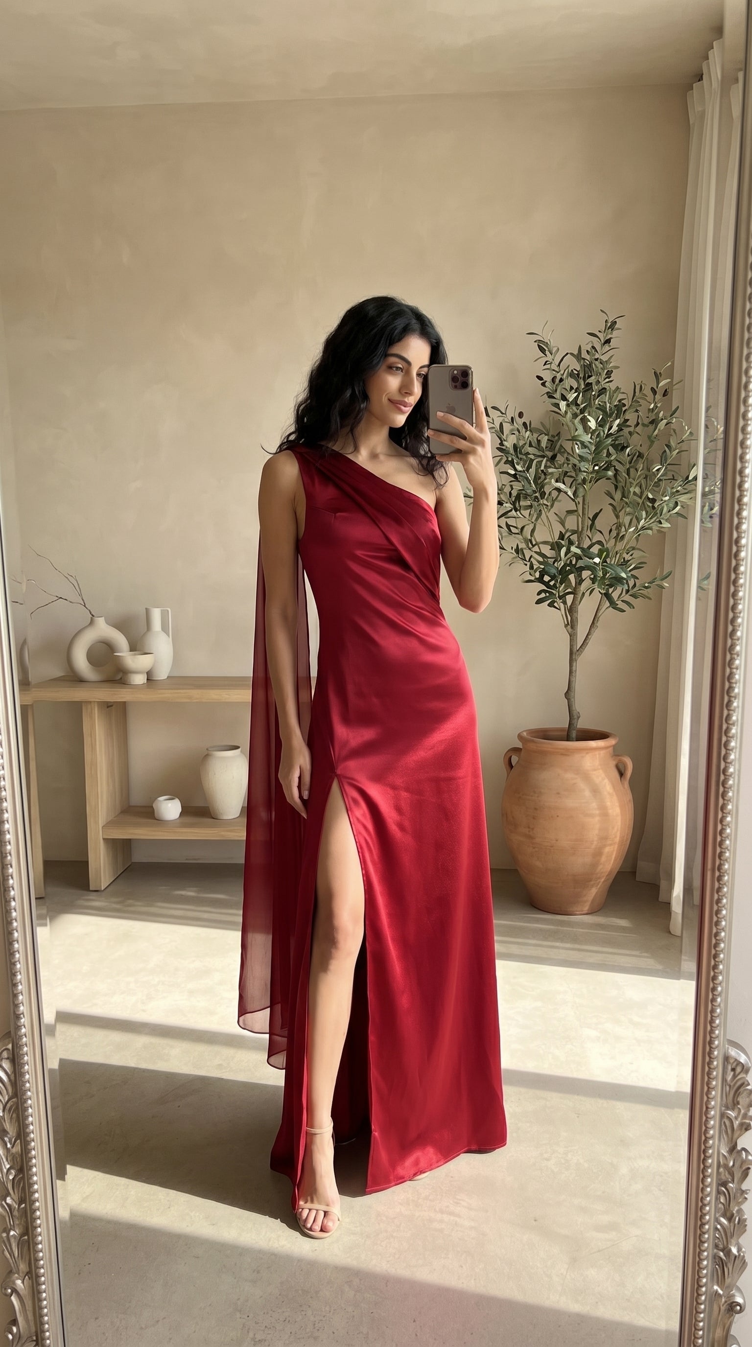 Robe en satin asymétrique CAGLIARI