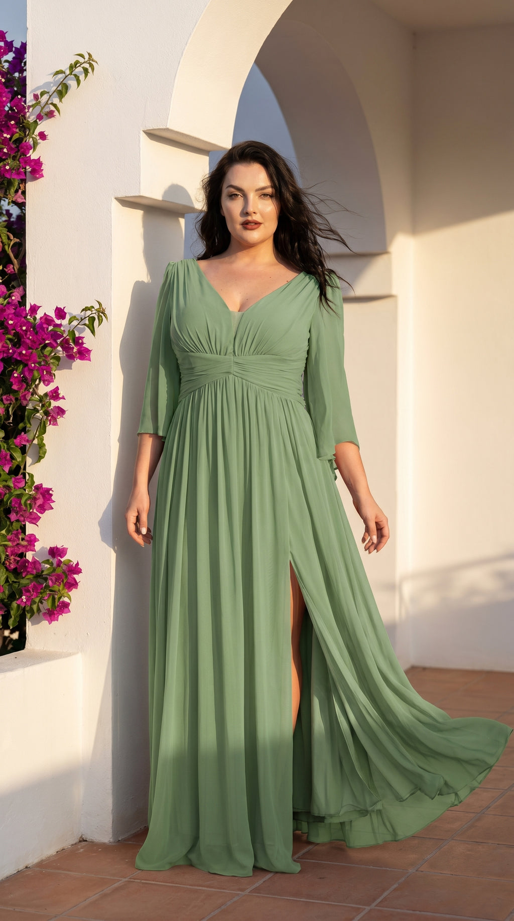 Robe longue grande taille drapée MEDAN