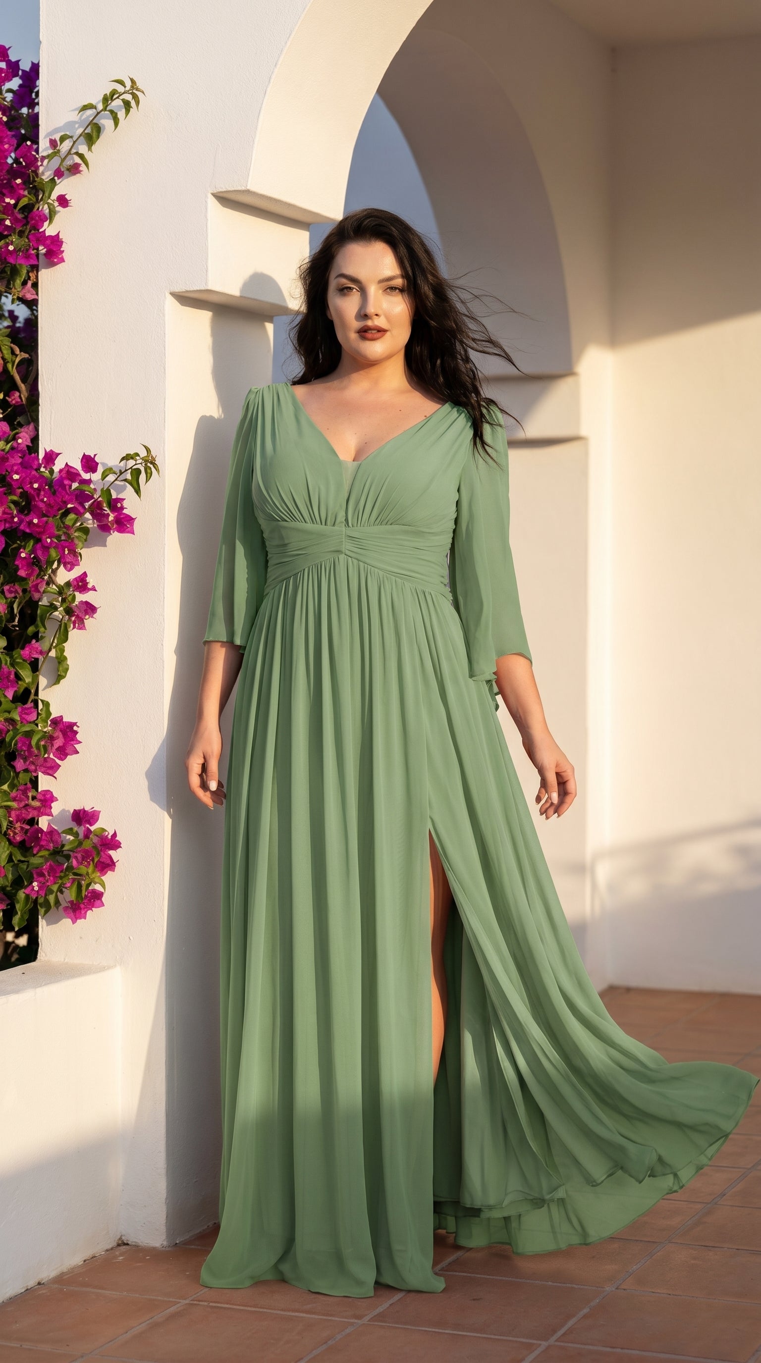 Robe longue grande taille drapée MEDAN