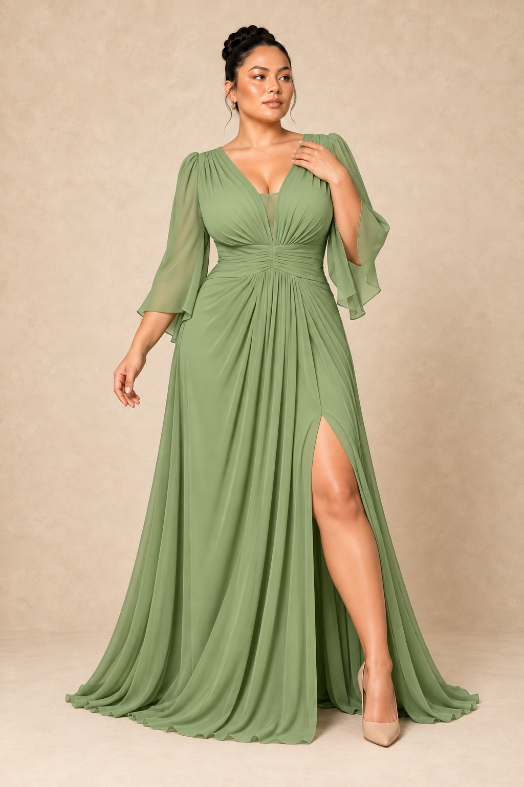 Robe de cérémonie longue grande taille en voile - Medan