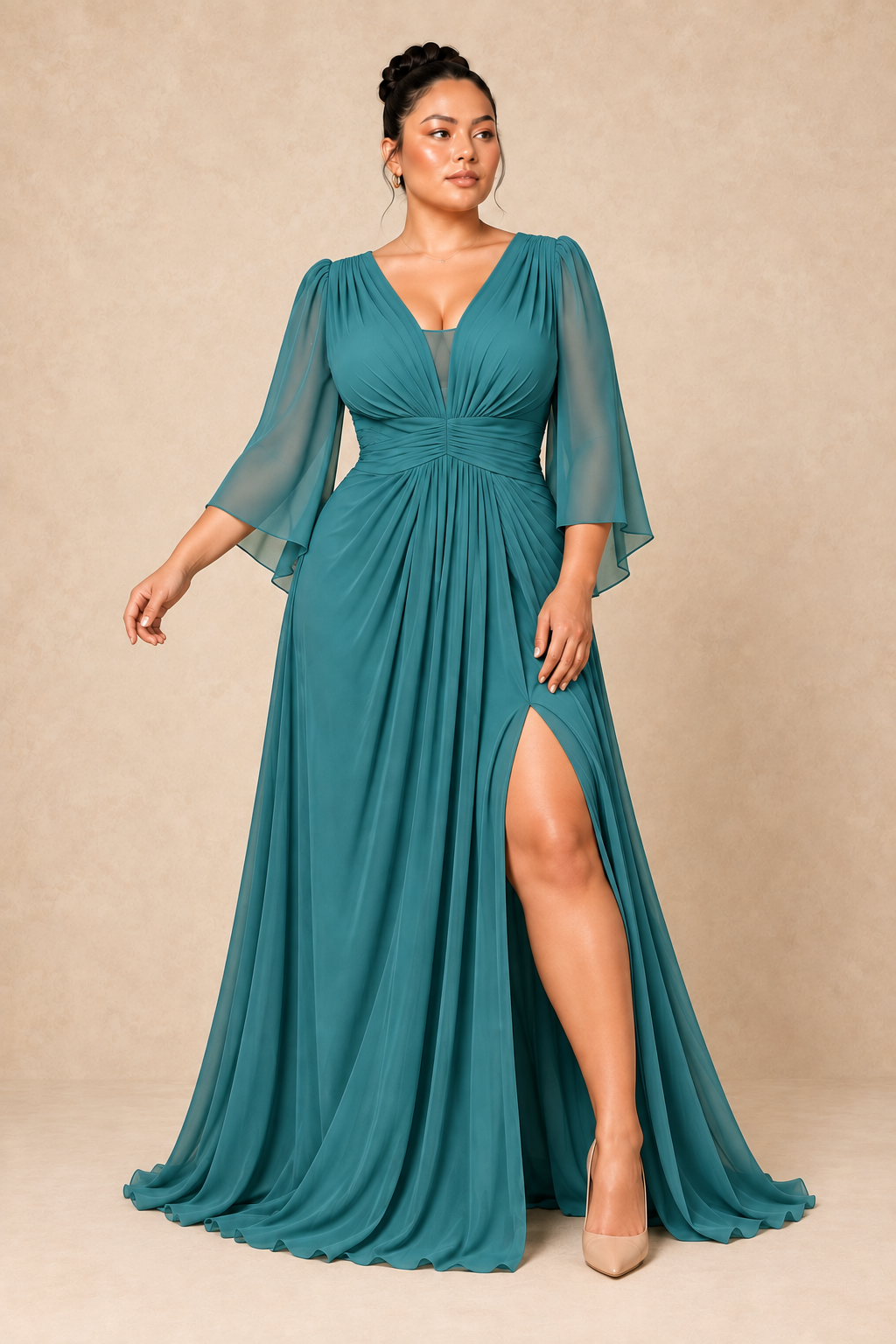 Robe de cérémonie longue grande taille en voile - Medan