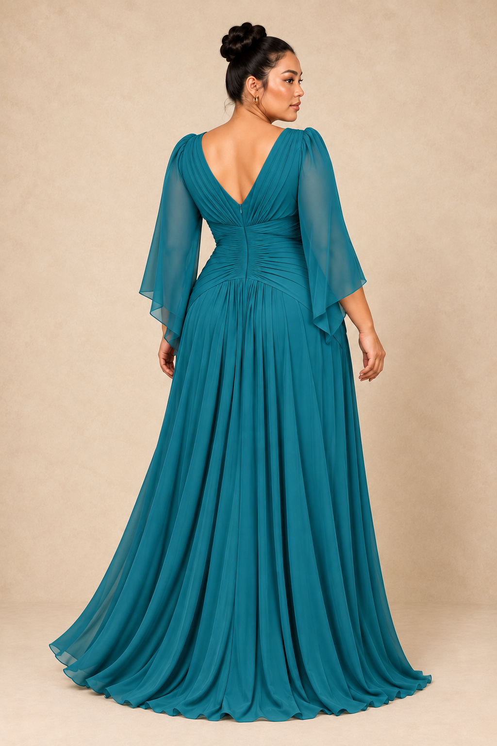 Robe de cérémonie longue grande taille en voile - Medan