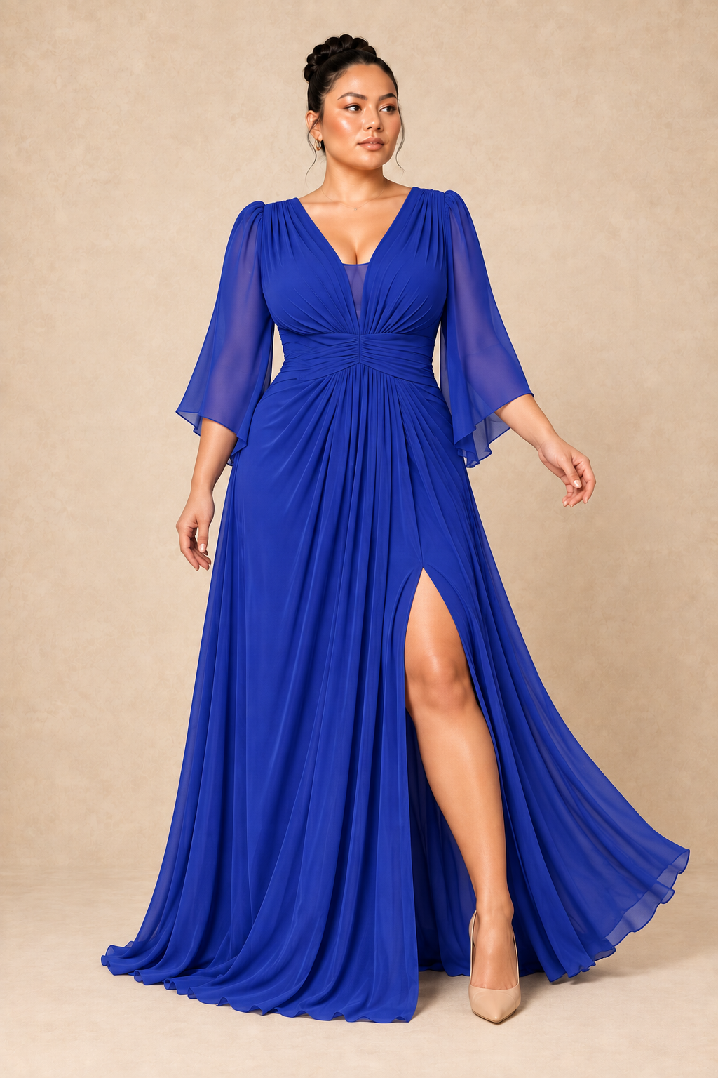 Robe de cérémonie longue grande taille en voile - Medan