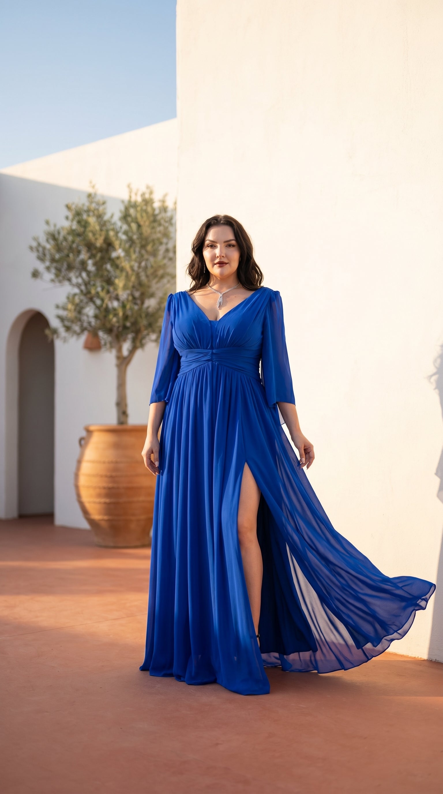 Robe longue grande taille drapée MEDAN