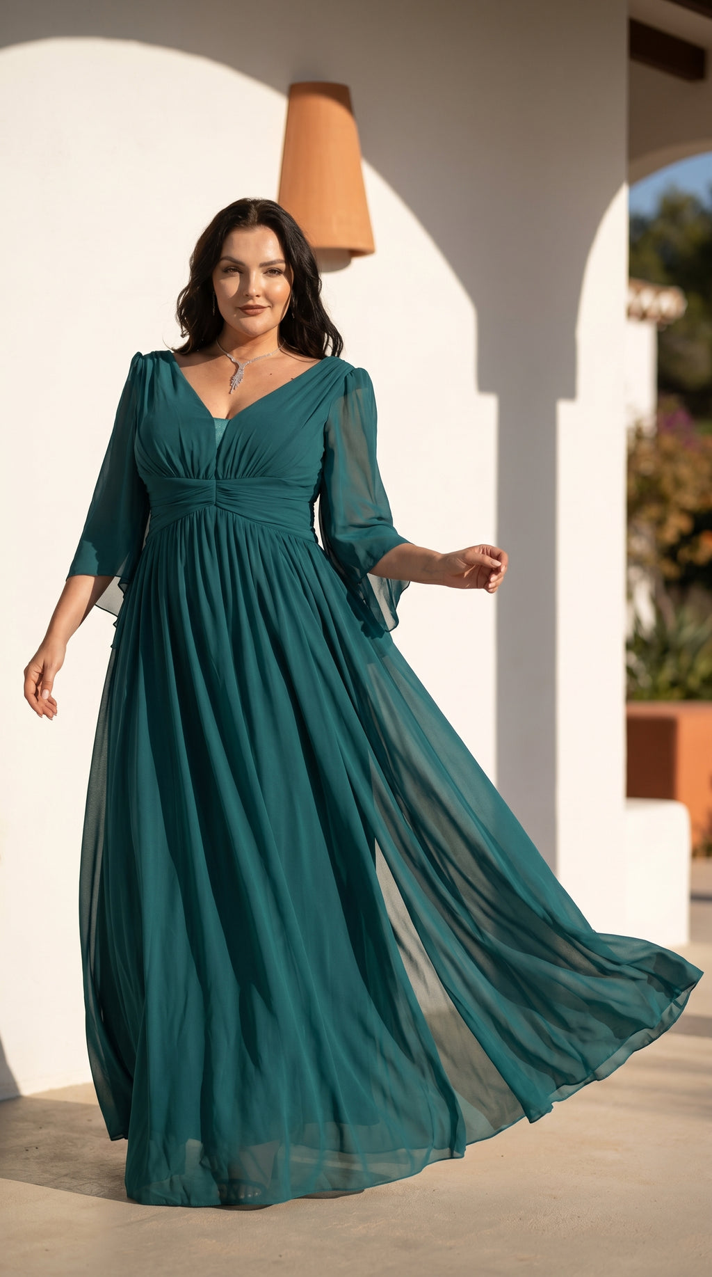 Robe longue grande taille drapée MEDAN