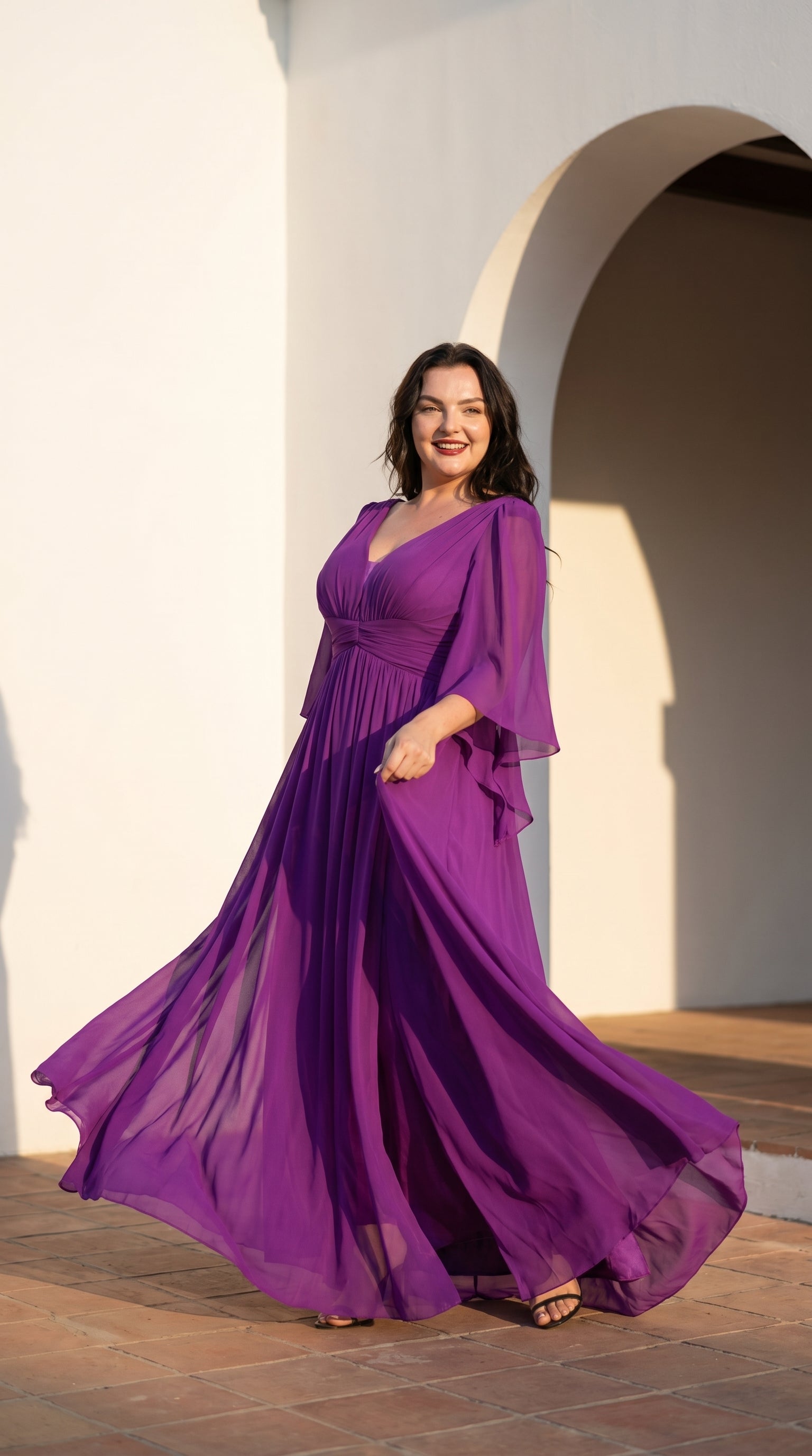 Robe longue grande taille drapée MEDAN