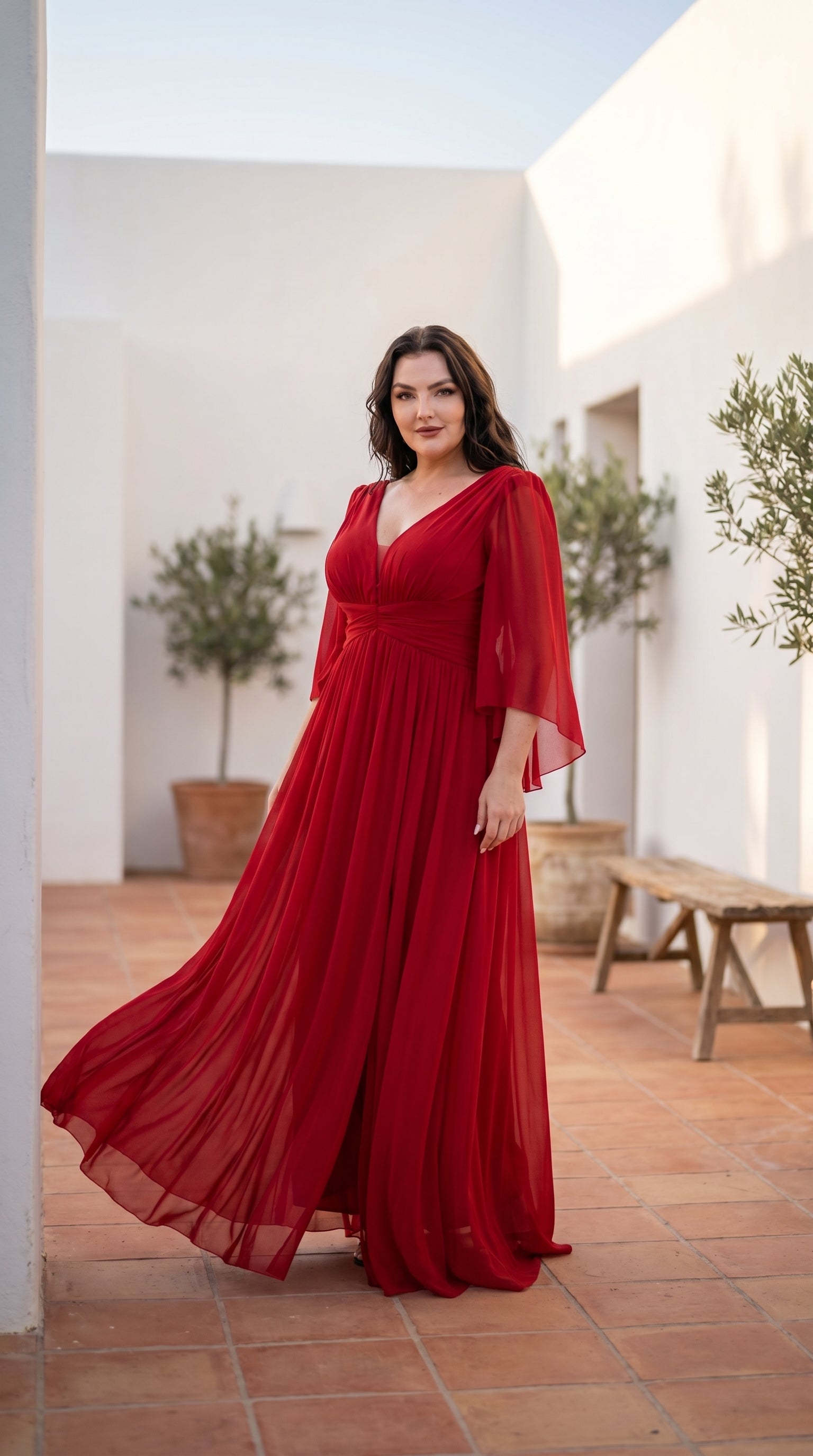 Robe longue grande taille drapée MEDAN