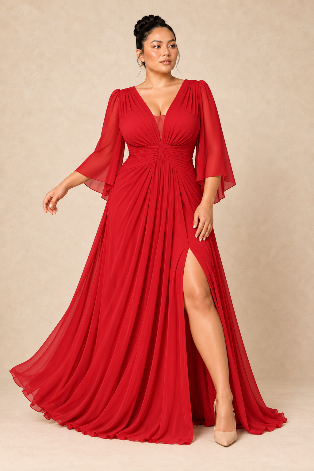 Robe de cérémonie longue grande taille en voile - Medan