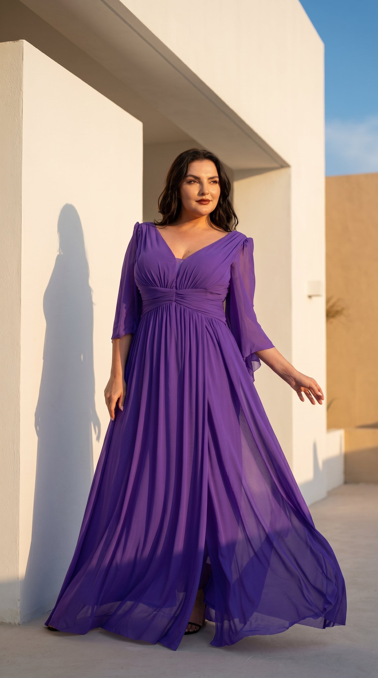 Robe longue grande taille drapée MEDAN