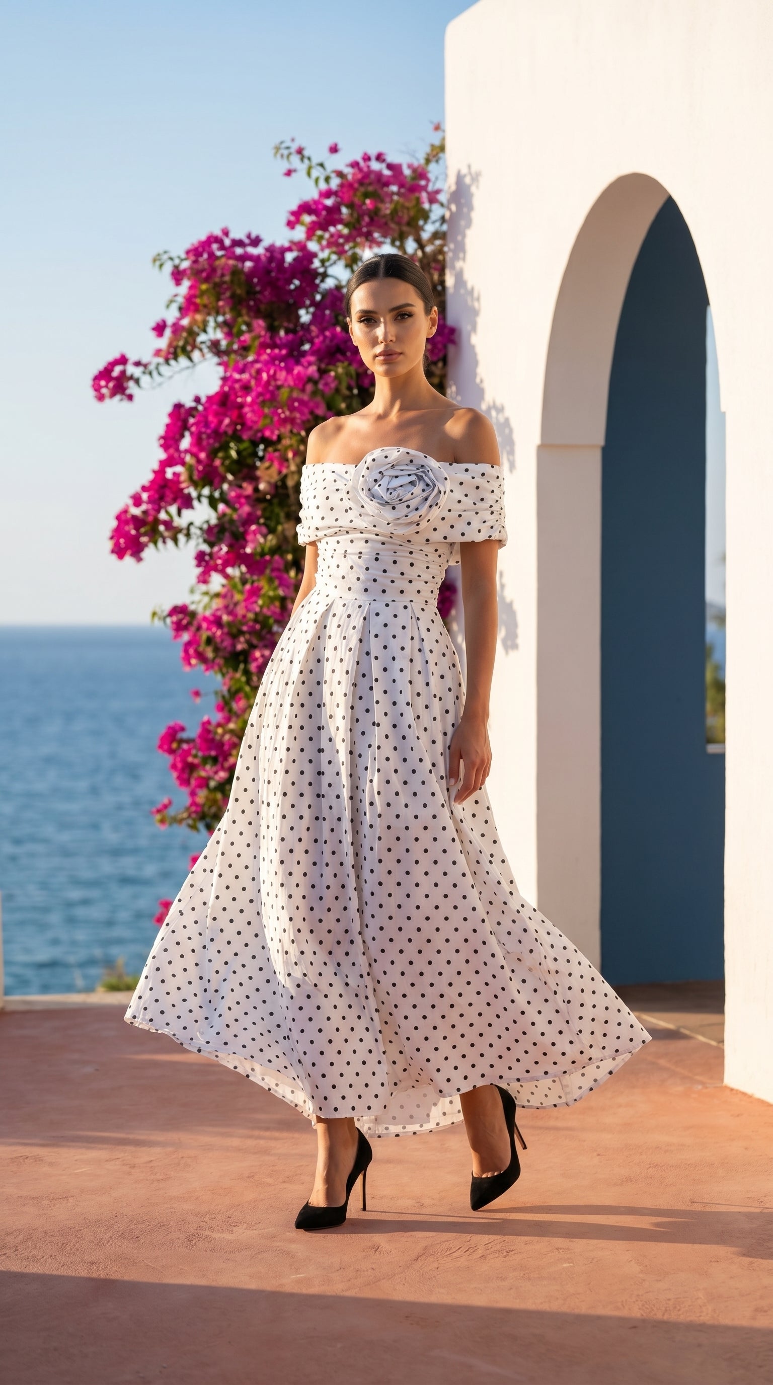 Robe bateau dot avec fleur FONTARRON