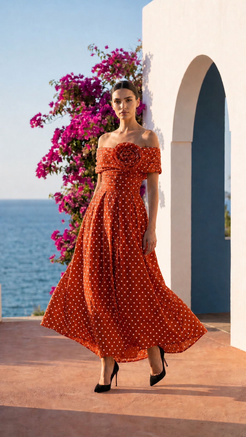 Robe bateau dot avec fleur FONTARRON
