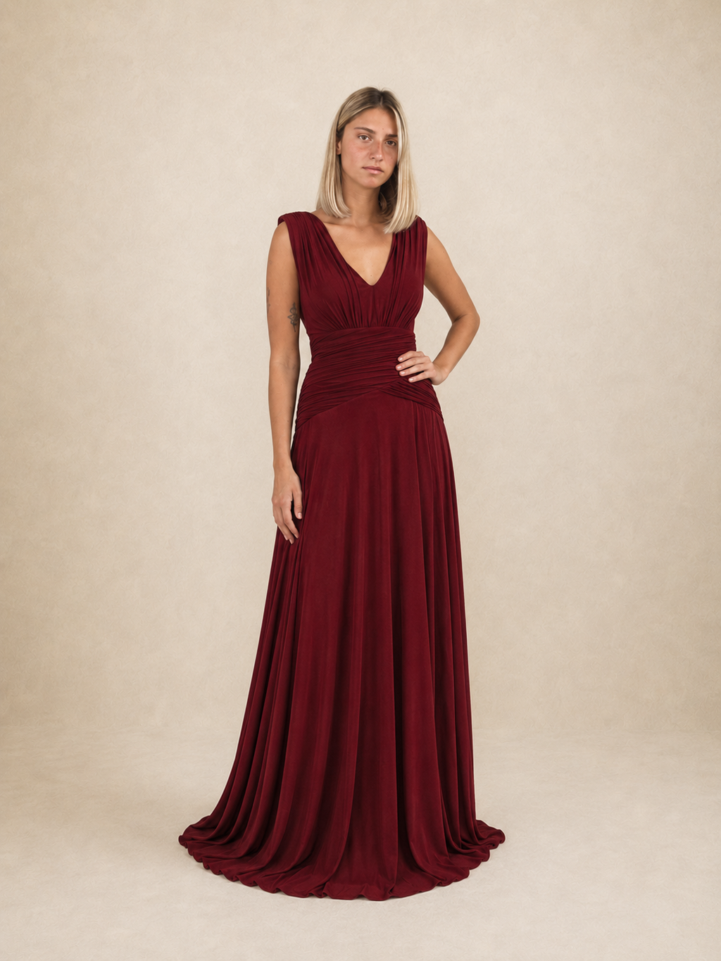 Robe de cérémonie longue à manches drapées - Tocca