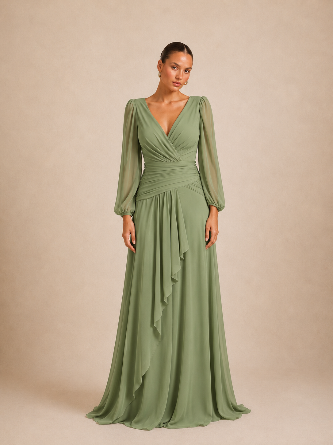 Robe longue à manches trois-quarts - Wuxi