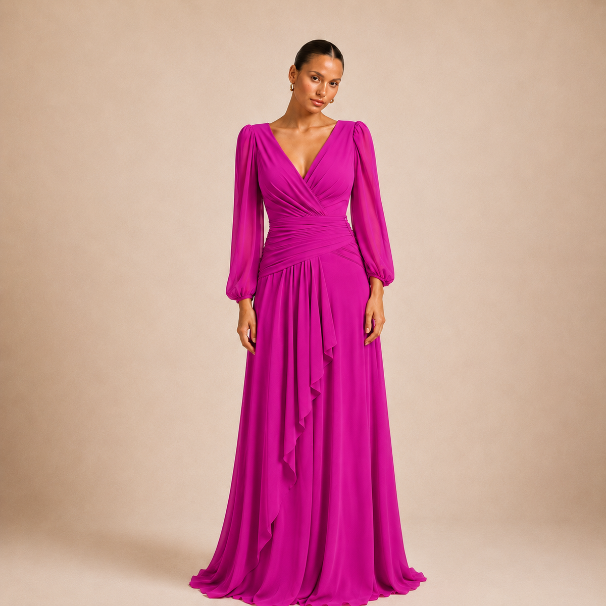 Robe longue à manches trois-quarts - Wuxi