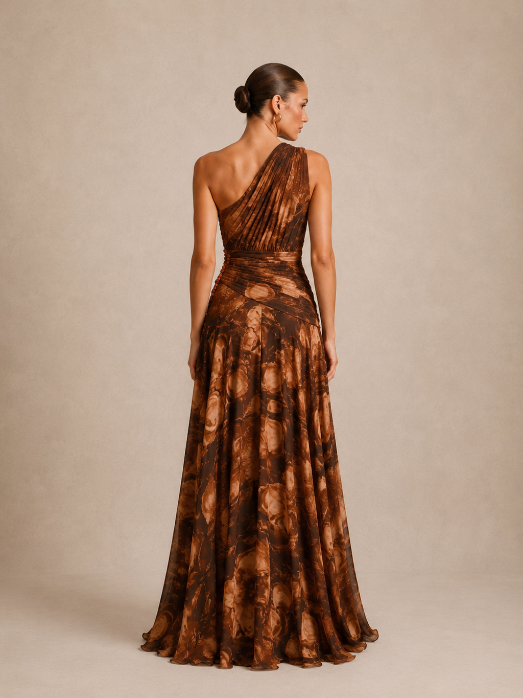 Robe longue imprimée asymétrique - Eaubonne