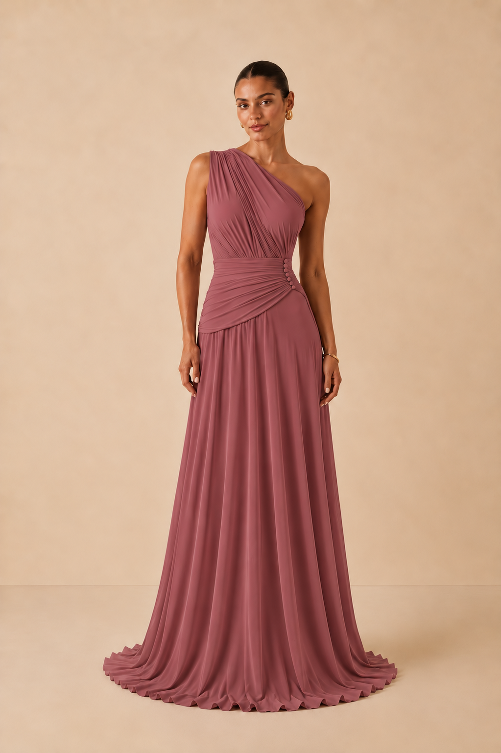 Robe longue asymétrique plissée - Eaubonne