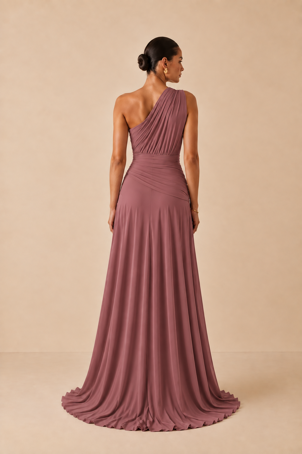 Robe longue asymétrique plissée - Eaubonne