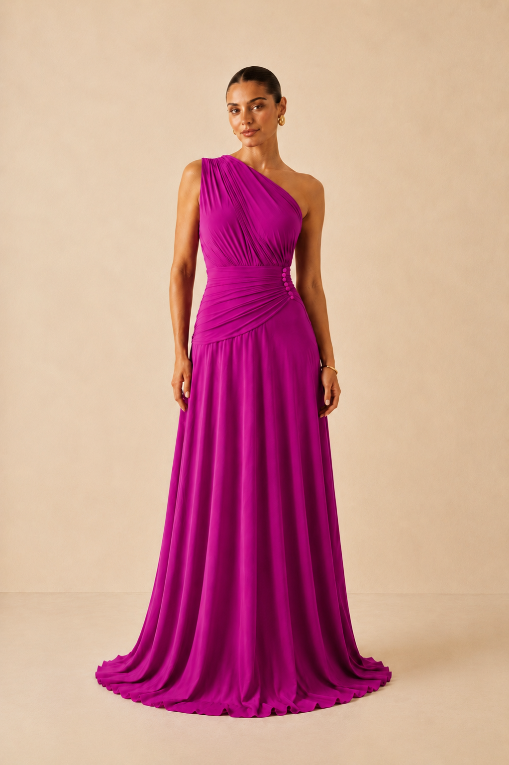 Robe longue asymétrique plissée - Eaubonne