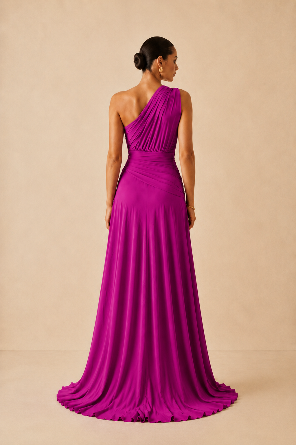 Robe longue asymétrique plissée - Eaubonne