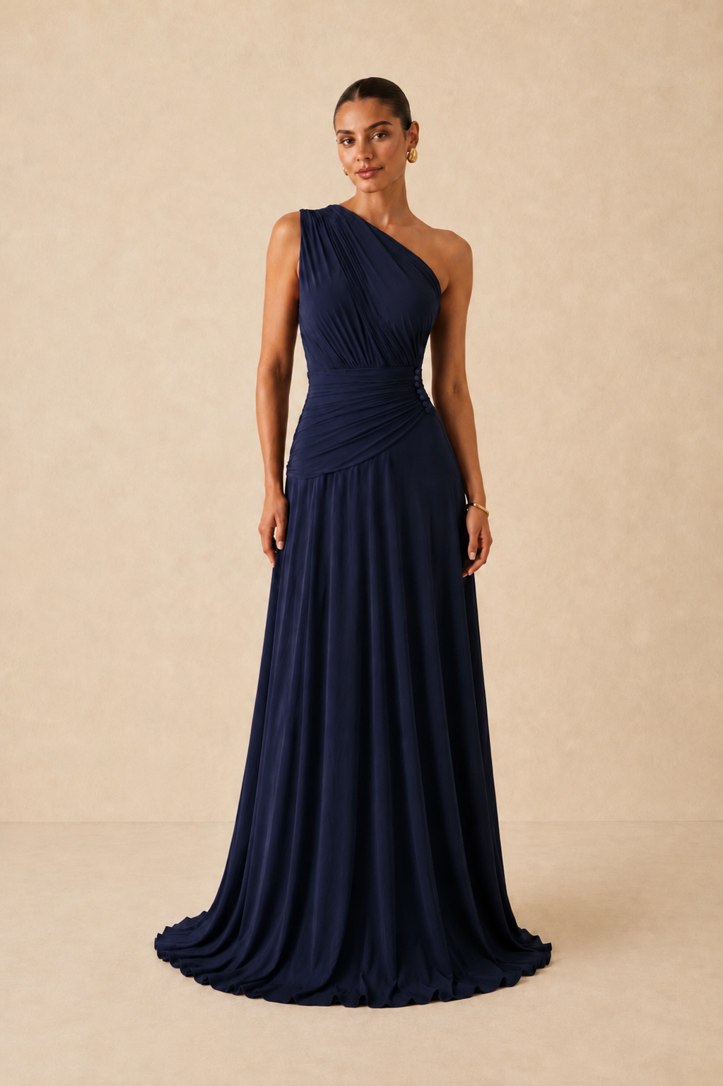 Robe longue asymétrique plissée - Eaubonne