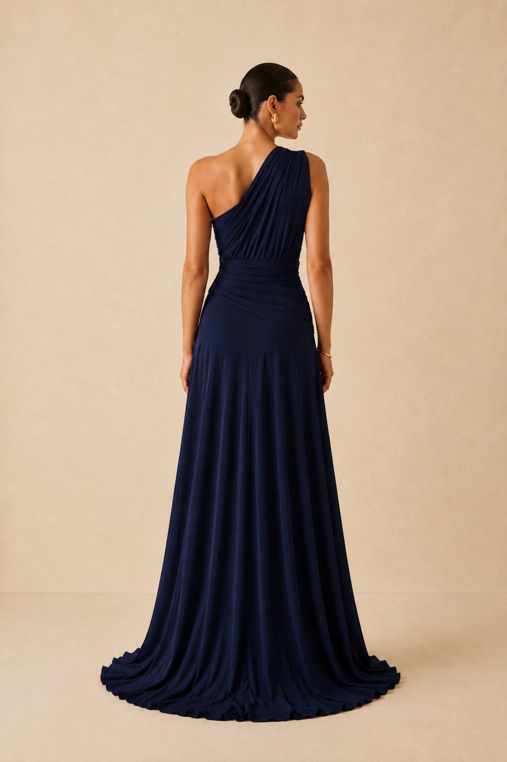Robe longue asymétrique plissée - Eaubonne