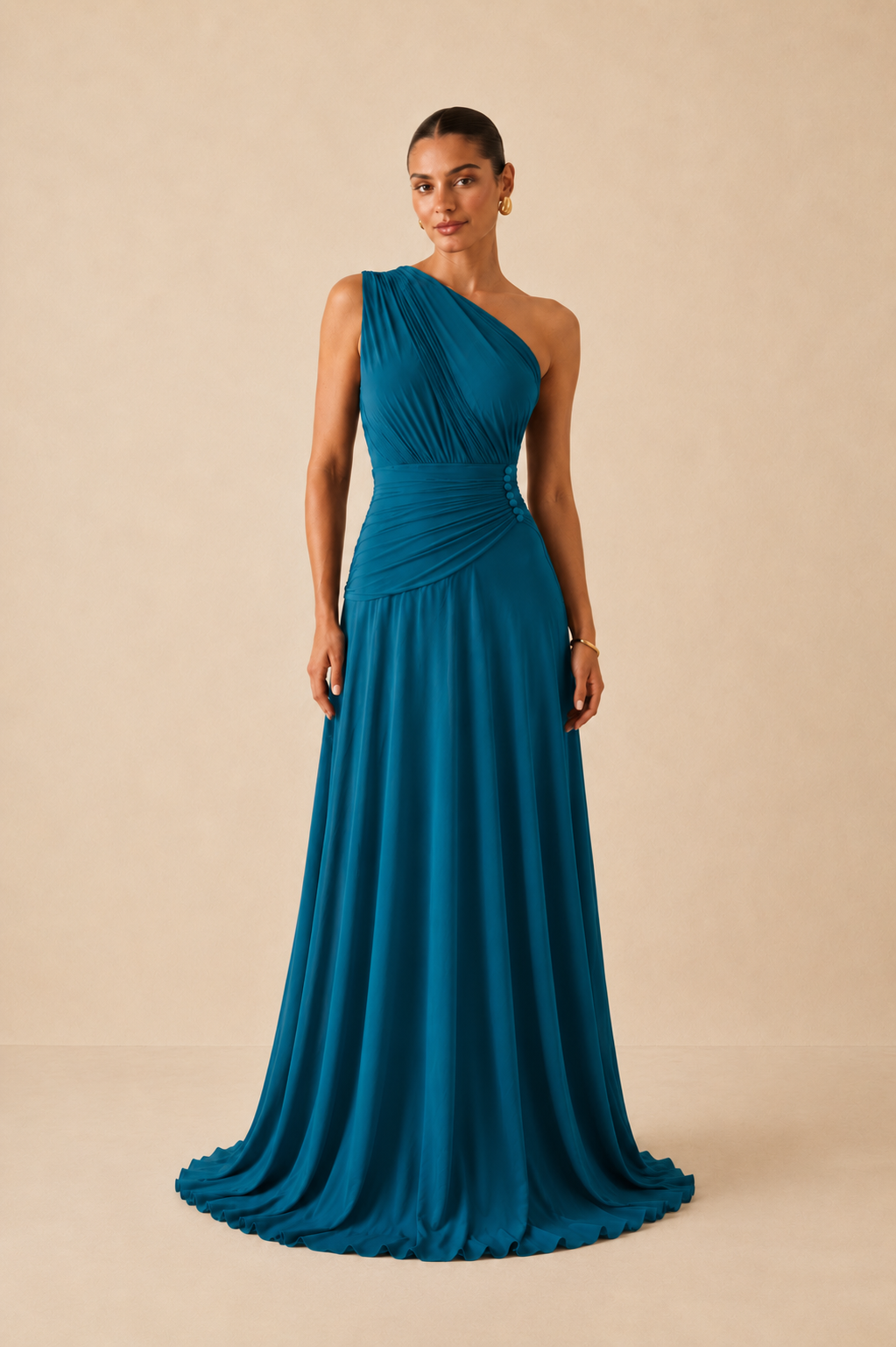 Robe longue asymétrique plissée - Eaubonne