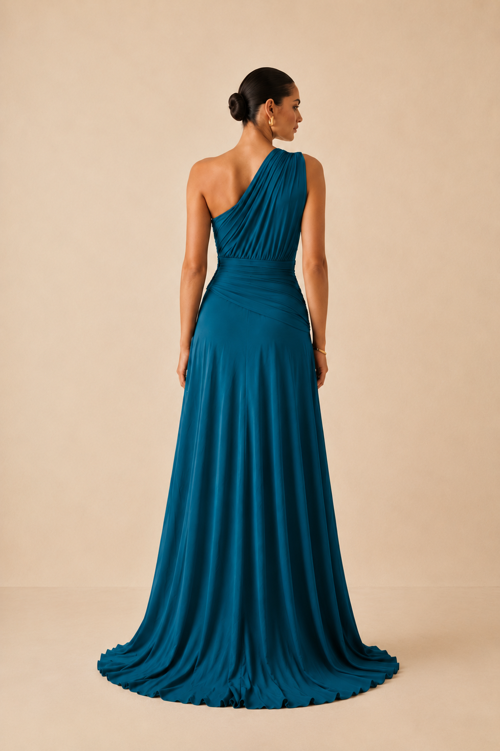 Robe longue asymétrique plissée - Eaubonne