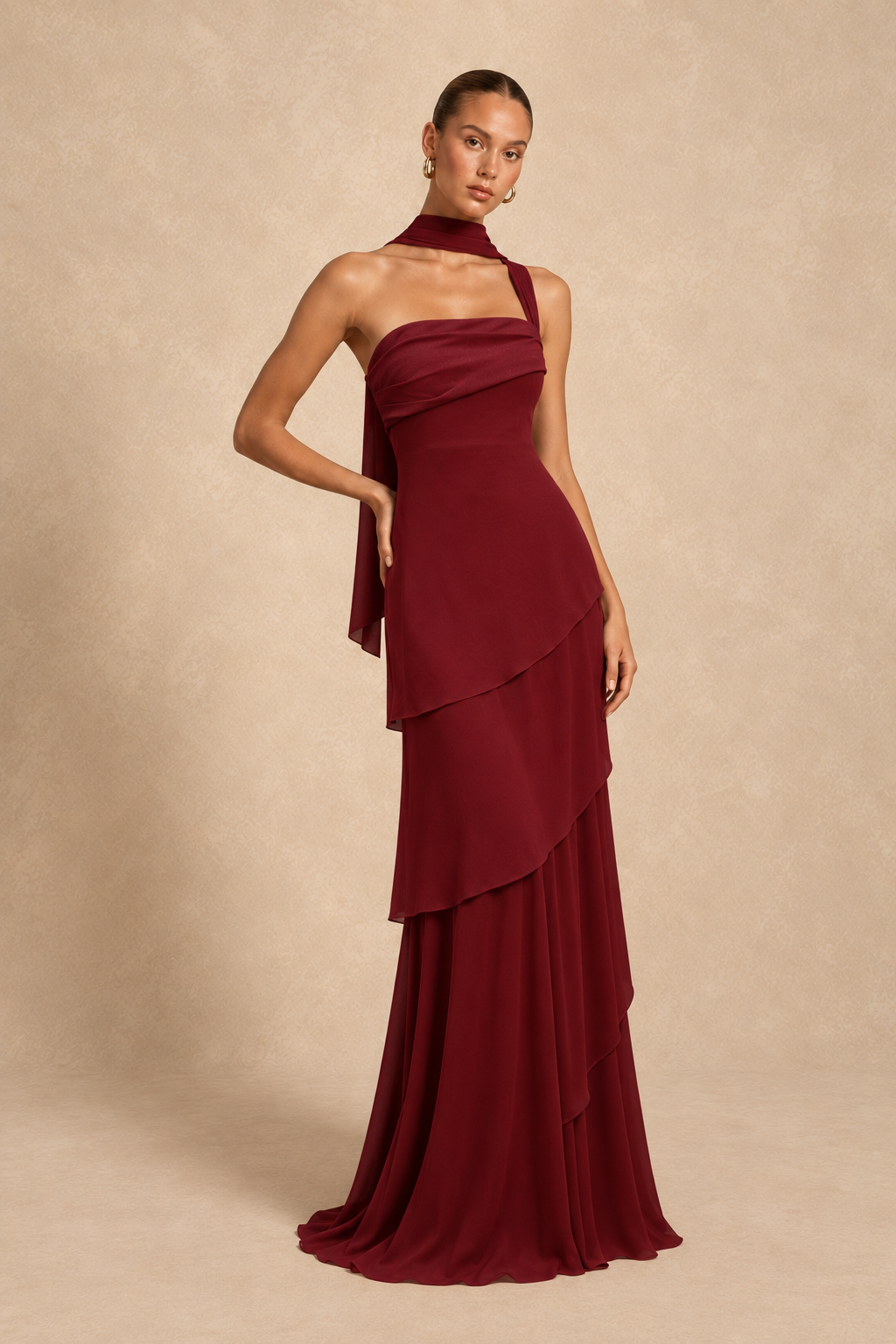 Robe longue asymétrique à étole - Shangsi