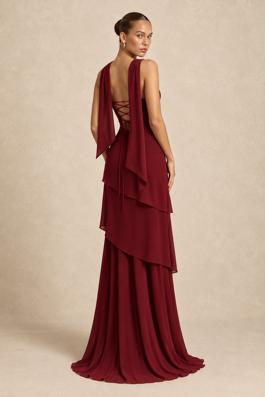 Robe longue asymétrique à étole - Shangsi