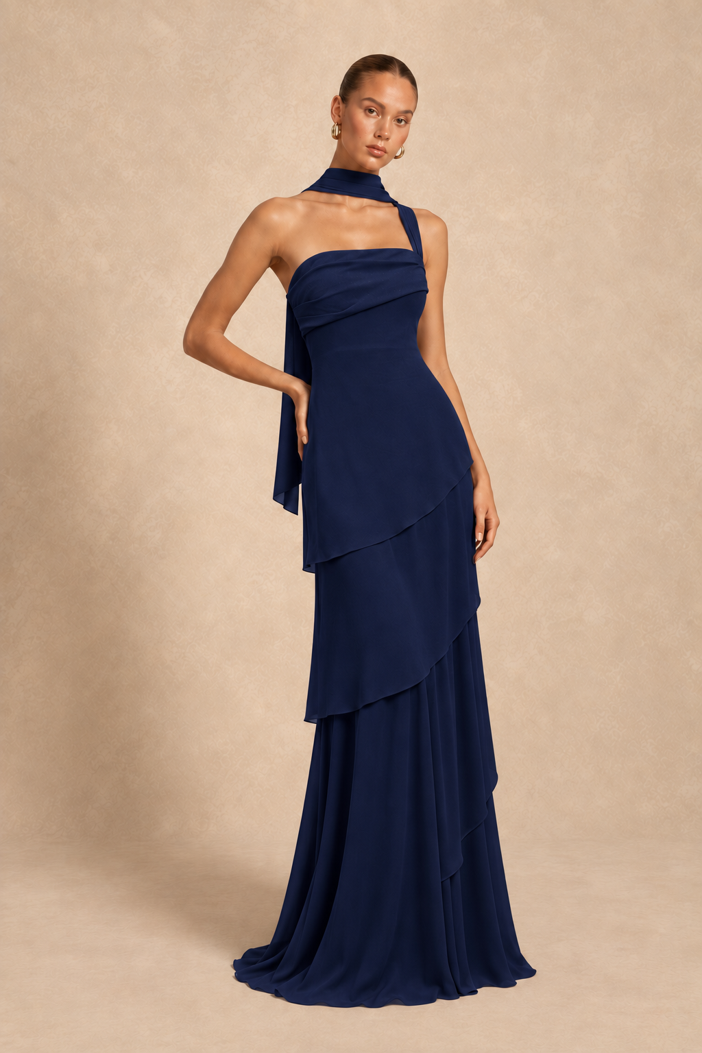 Robe longue asymétrique à étole - Shangsi