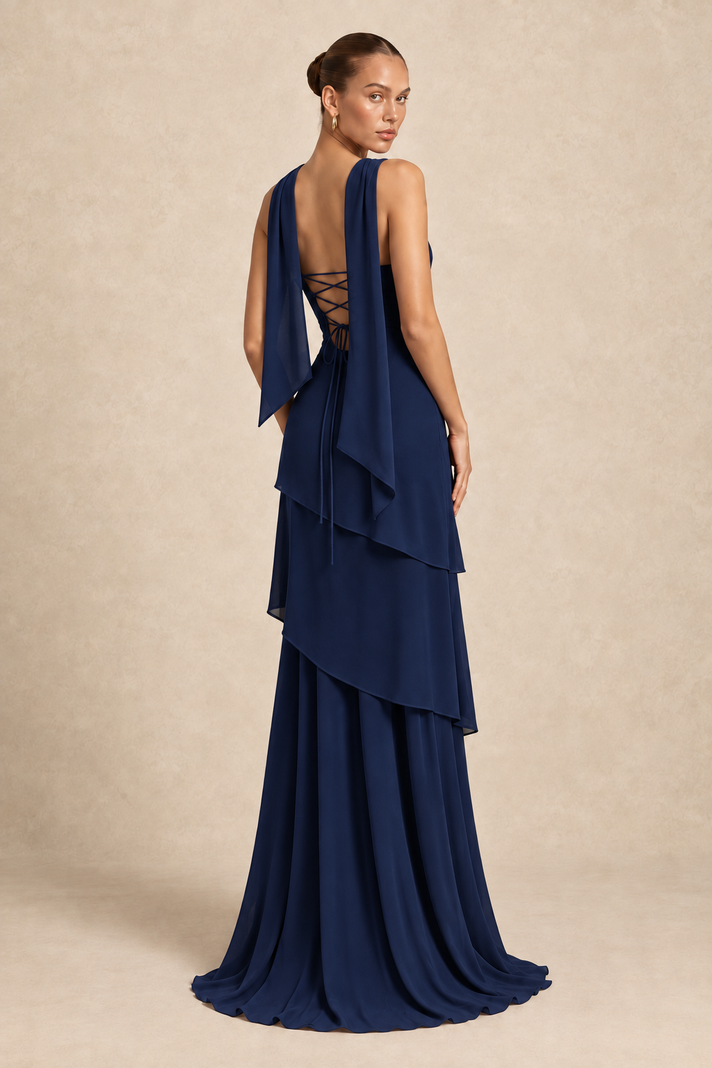 Robe longue asymétrique à étole - Shangsi
