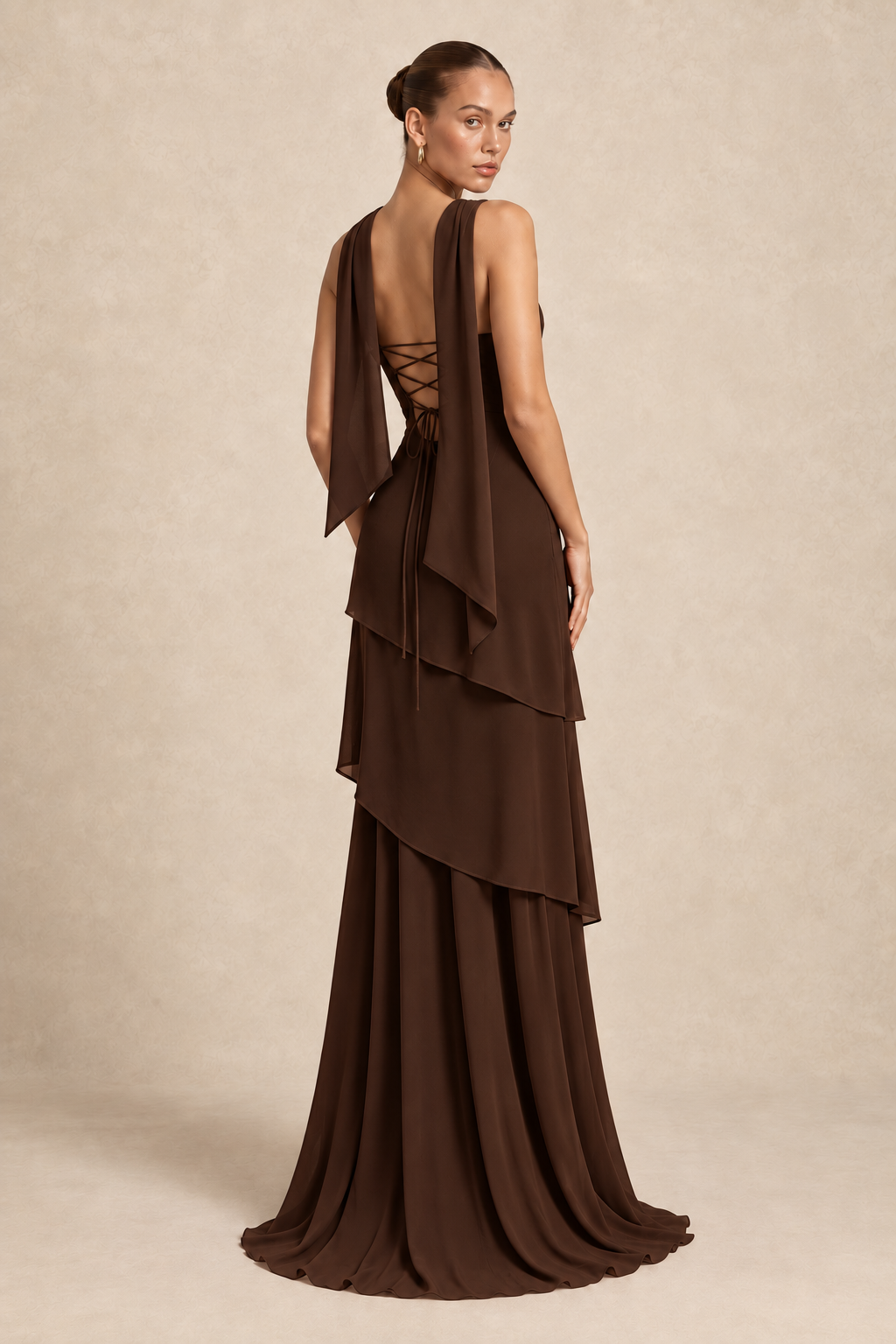 Robe longue asymétrique à étole - Shangsi