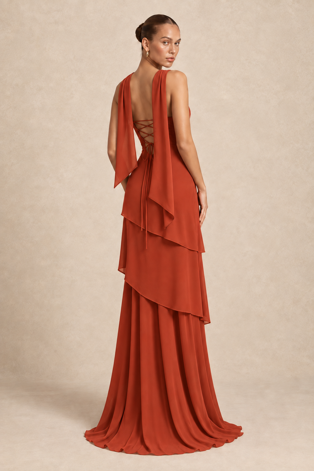 Robe longue asymétrique à étole - Shangsi
