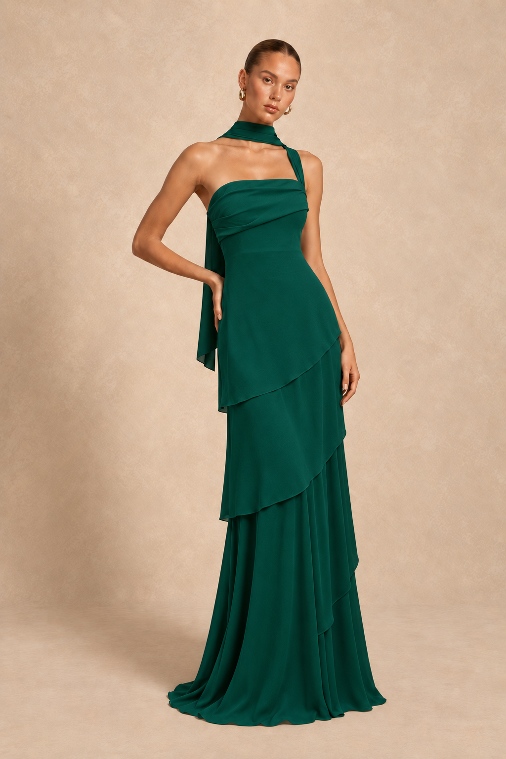 Robe longue asymétrique à étole - Shangsi