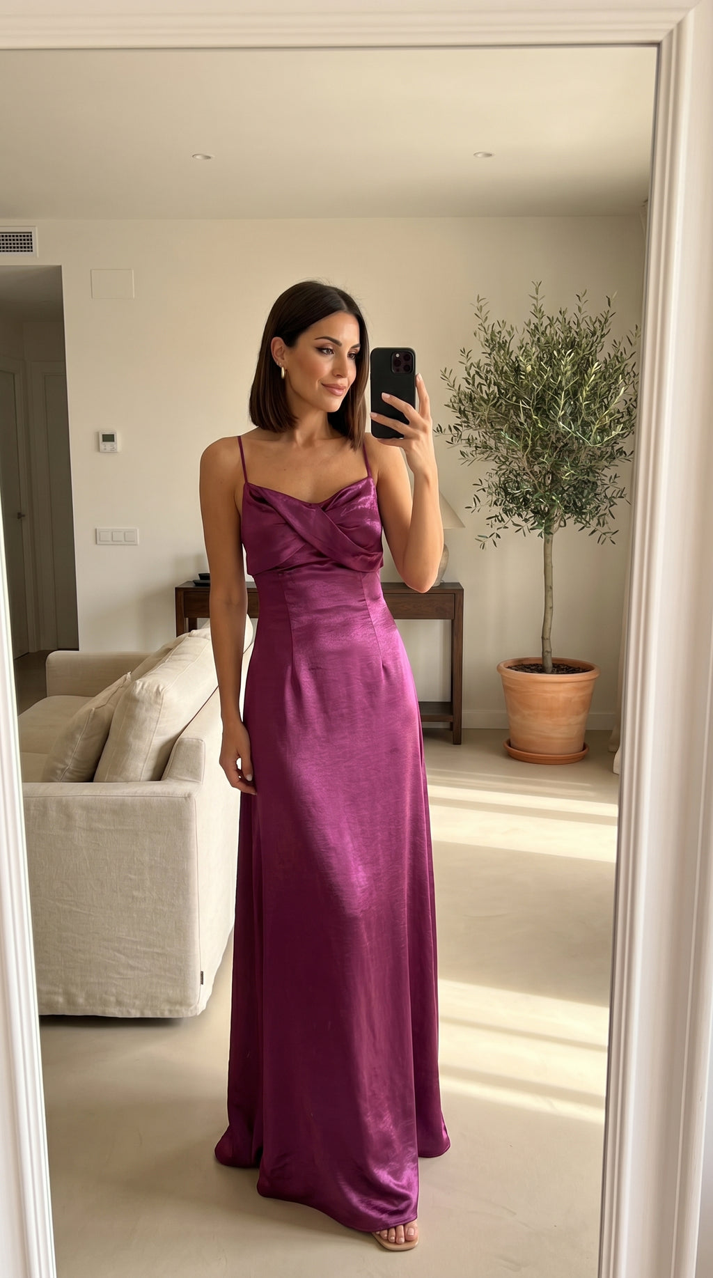 Robe satin à fine bretelle ALCORON